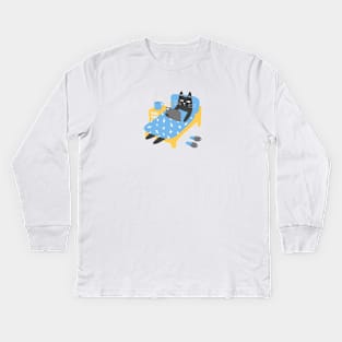 Cat in bed Kids Long Sleeve T-Shirt